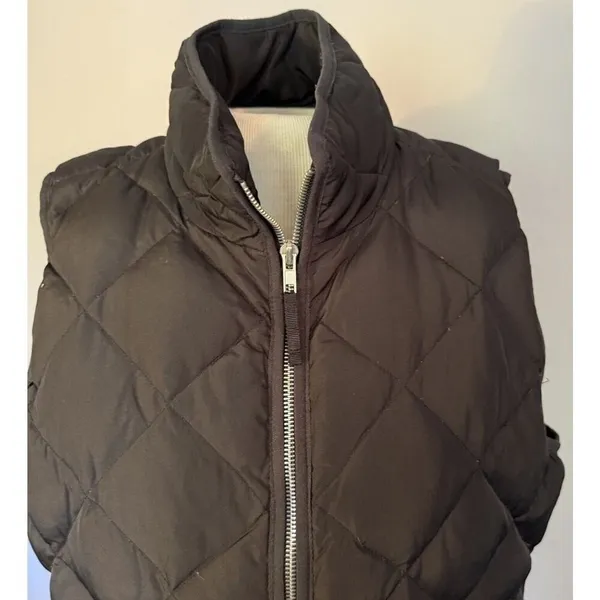 Woolrich Duck Down Puffer Vest Women Sz LG Black Quilted Mock‎ Neck Pockets Zip - Image 3