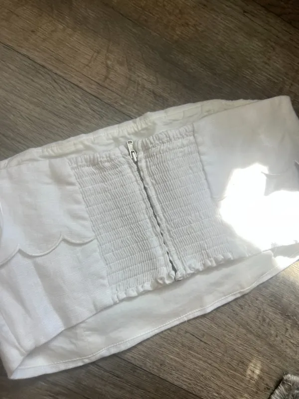 Reformation Lizzi Crop Linen Top White - Size 2 - Image 8