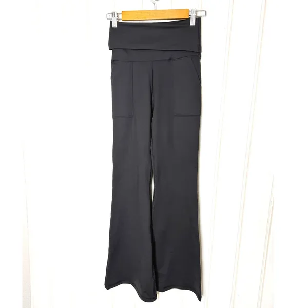 OFFLINE by Aerie Foldover Flare Leggings Black High Rise Pockets S - Image 2
