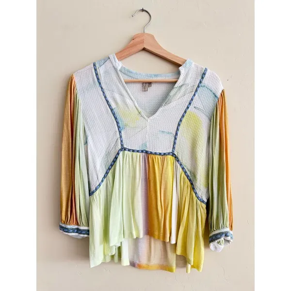 Anthropologie bl^nk london Renata Tie-Dye Blouse Luxe Boho Feminine‎ Delicate - Image 4