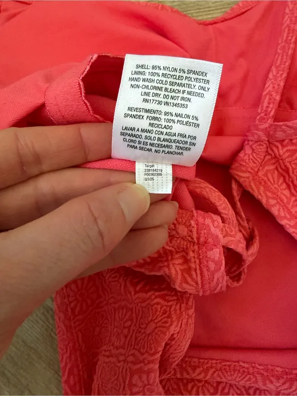 Wild Fable Coral Pink One Piece Swimsuit Tribal Diamond Pattern Size Small Beach - Image 4