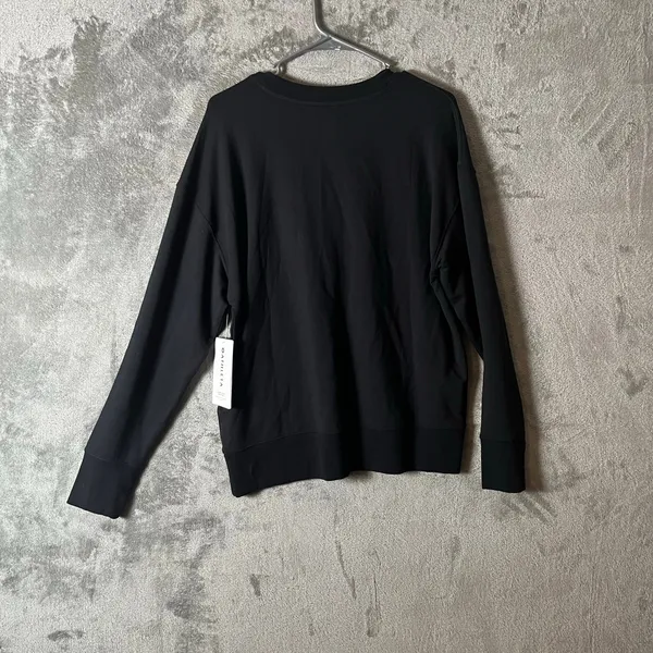 Athleta Balance Henley Sweatshirt Black Size Small Oversized‎ Tencel Cotton New - Image 4