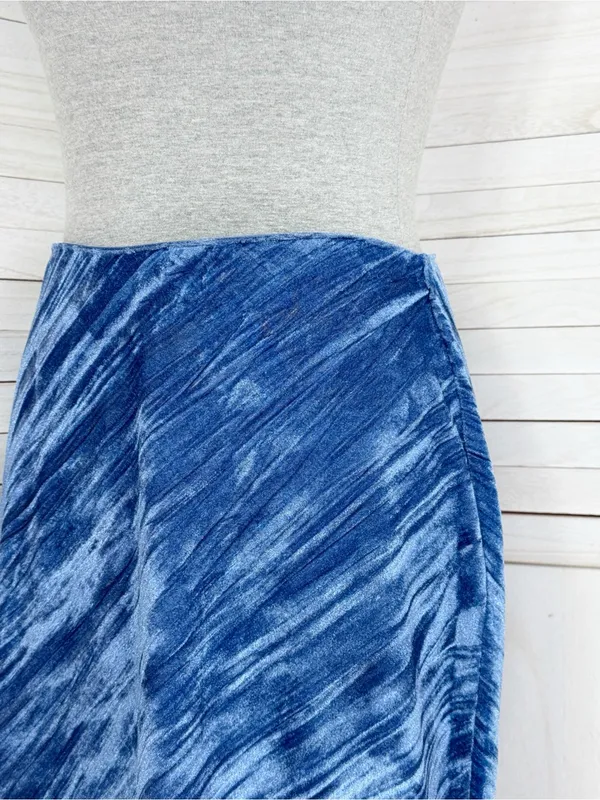 Free‎ People Noa Crushed Velvet Maxi Slip Skirt Royal Blue Small Boho Chic - Image 6