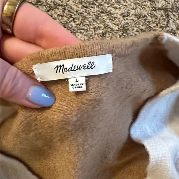 Madewell Wool Cardigan Sweater Brown Tan Large - Image 2