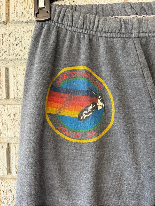 Aviator Nation Venice Sweatpants Charcoal Grey Rainbow Logo Size XS - Image 5