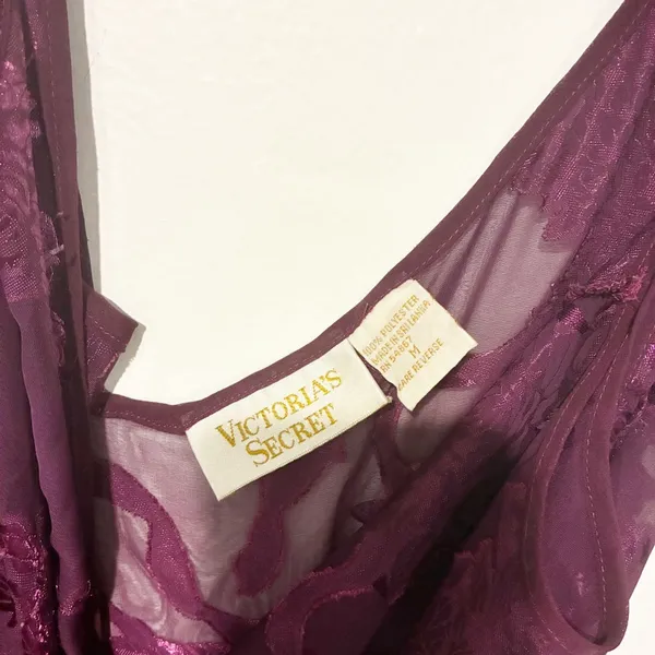 Vintage Victoria Secret Gold Label Purple Mini Dress‎ Lingerie Medium Chemise - Image 3