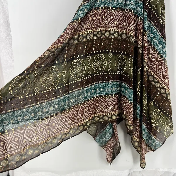 Rabbit Rabbit Rabbit Tribal Boho Printed‎ Chiffon Batwing Asymmetrical Hem Dress - Image 10