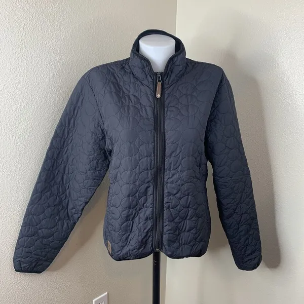 Descente Womens Sz 12 Black Light Puffer Insulated Full Zip Jacket Coat Boxy - Image 2