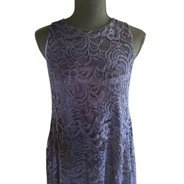 Altar'd State Navy Lace Fit Flare Dress Small Keyhole Back USA Made - Image 4