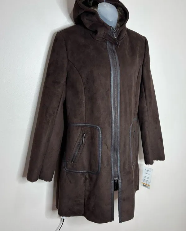 Via Spiga Deadstock 90s Y2K vintage brown espresso Long Coat size small NWT new - Image 2