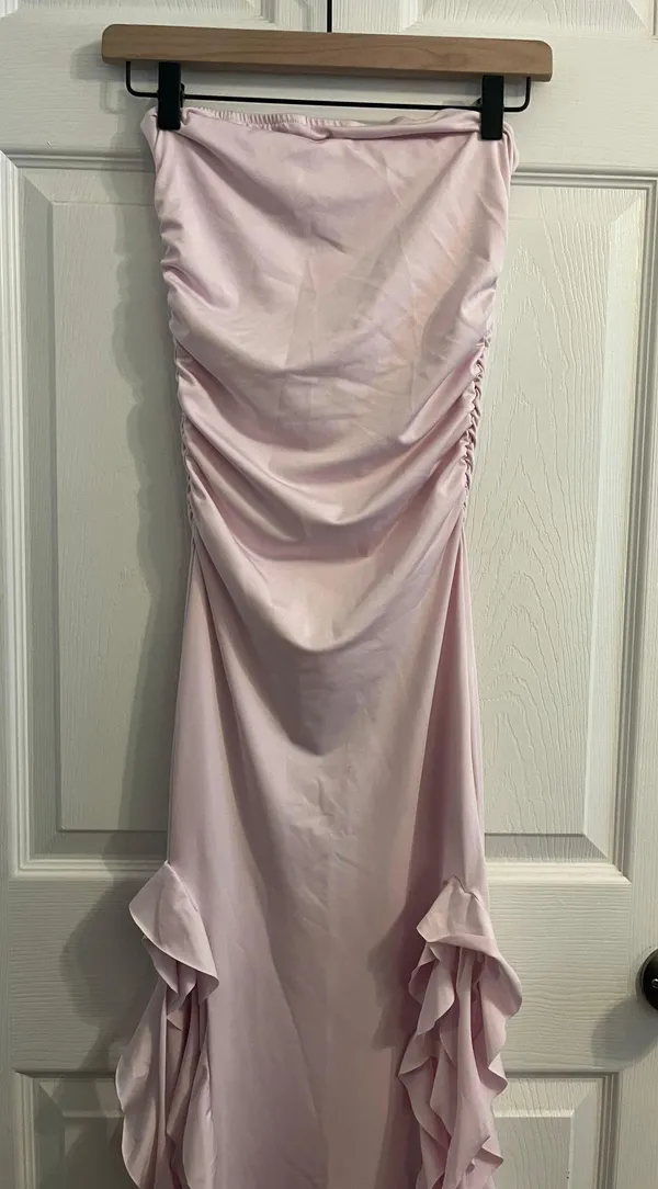 SheIn pink maxi dress ruffled trim - Image 2