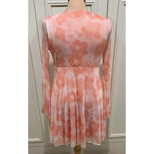 See You Monday Floral Mesh Empire Waist Dress‎ Retro 70's Groovy - Image 5