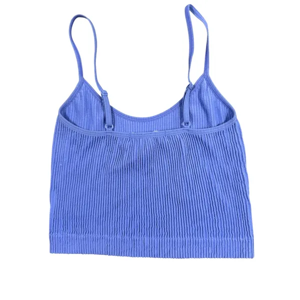 STPL Ribbed Crop Tank Top Womens One Size Blue Seamless Stretch Cami - Image 7