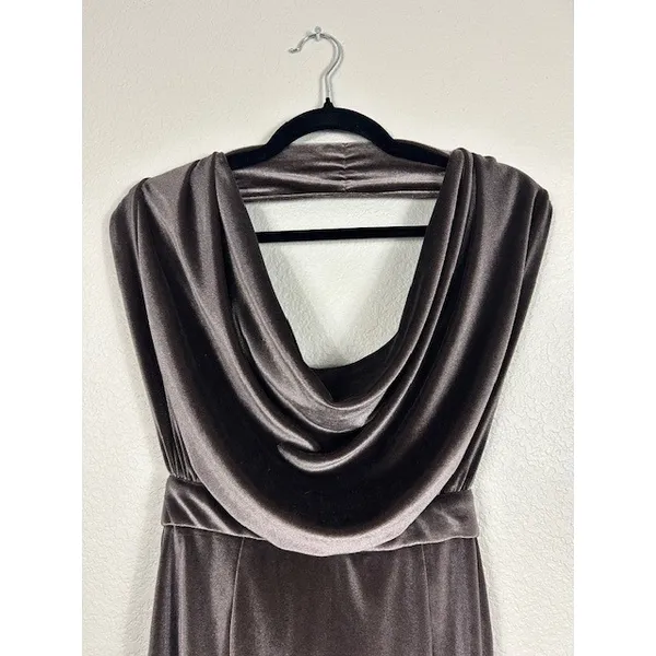 Womens Velvet‎ Cowl Neck Velvet Sleeveless Dress L Open Back Holiday New Year's - Image 10