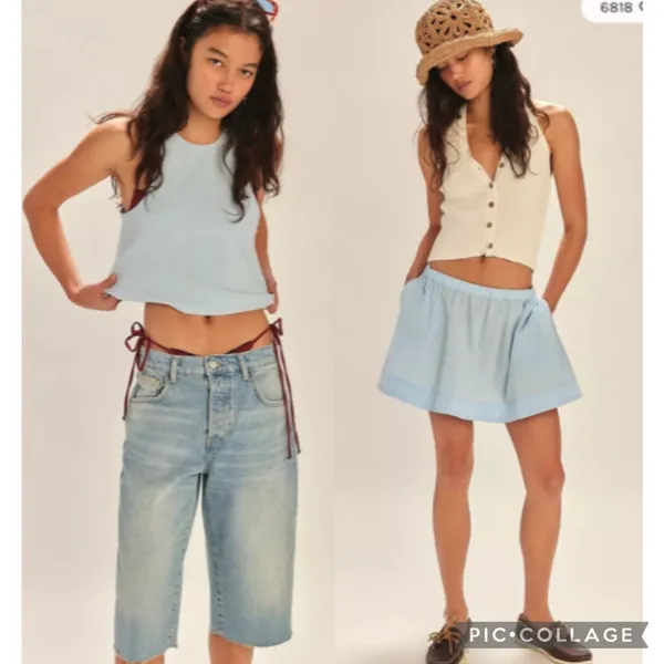 New Set! FREE PEOPLE free-est MILANI Skirt Sleeveless Top Size LARGE Light Blue - Image 4