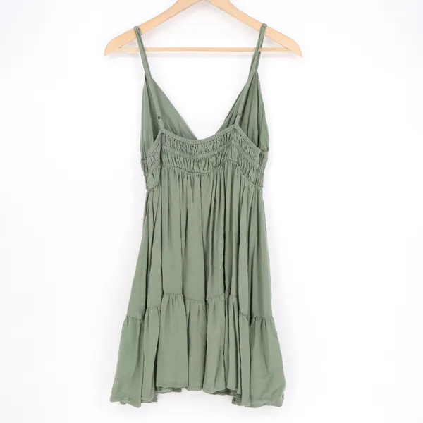 Aéropostale Babydoll Dress Womens Small Olive Green Pleated Spaghetti Straps - Image 4