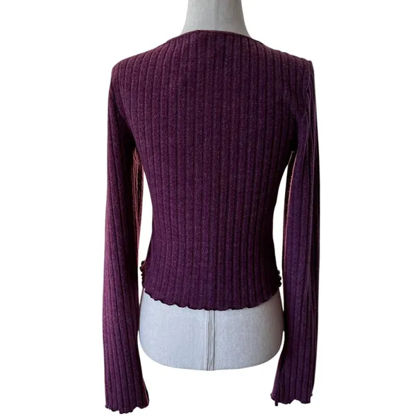 Out From Under Maroon Rib Wrap Crop Top Women Medium Size NWOT | 63-18 - Image 2