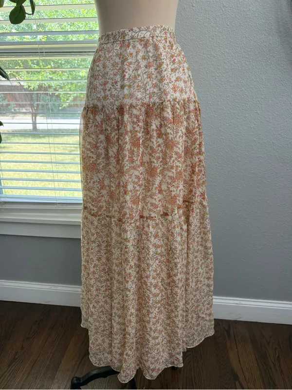 Dana Bachman Floral Tiered Maxi Skirt Size 2 - Image 3