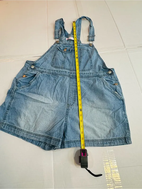 No Boundaries Light Blue Denim Short Overalls for Women - Image 3