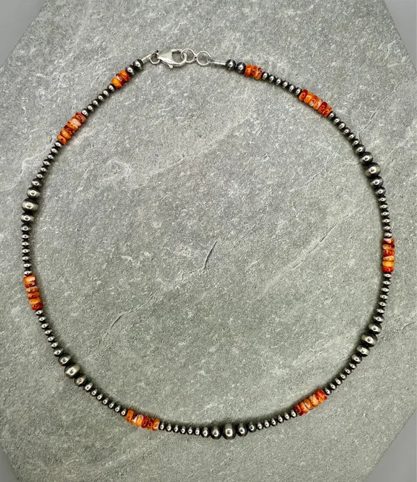 18” 3-6mm Navajo Style Sterling Silver Pearls Necklace - Image 2
