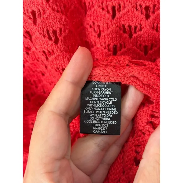 Sanctuary Red Crochet Knit Sleeveless Mini Shift Dress Size XL Lined NEW - Image 6