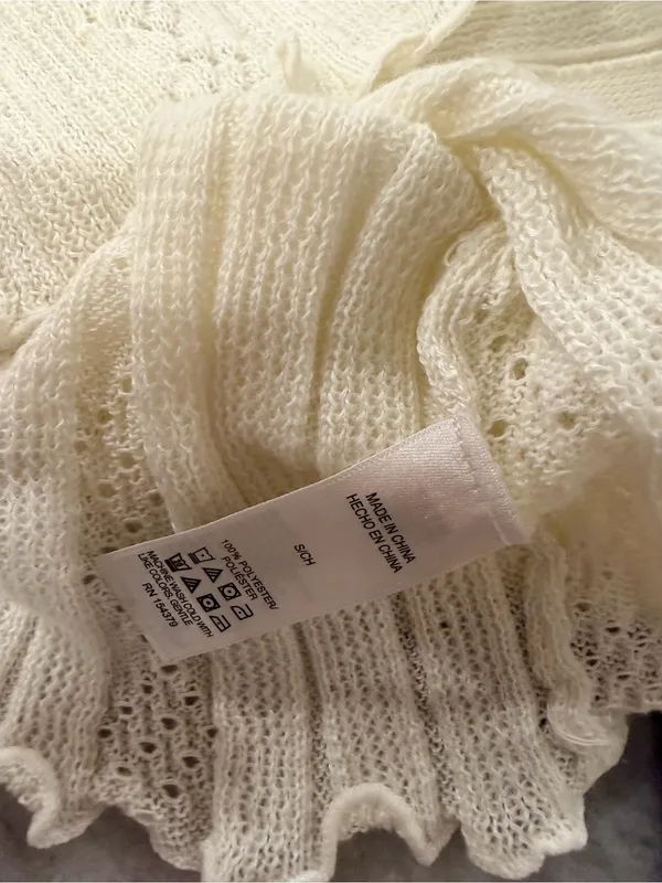 NWT Aeropostale Size S Ivory Pointelle Knit Cropped Stretch Lace Cardigan Y2K - Image 10