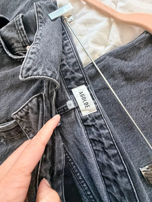 Agolde Echo Taper fold over mid waist Zephyr vintage washed black jeans 29 - Image 13