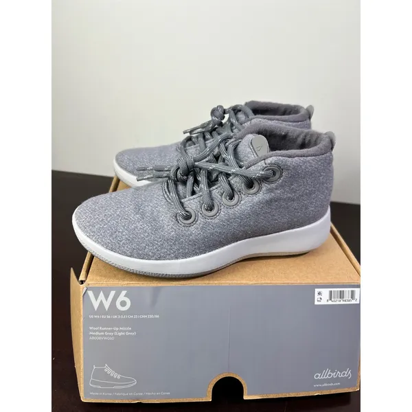 NIB Allbirds Wool Runner-Up Mizzle Grey Water-Repellent Sneakers Size 6 - Image 11