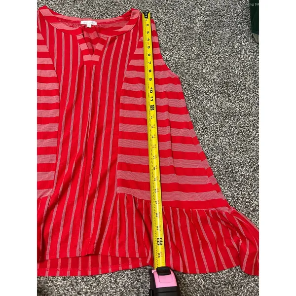 Ava James red striped peplum sleeveless tank top L - Image 5