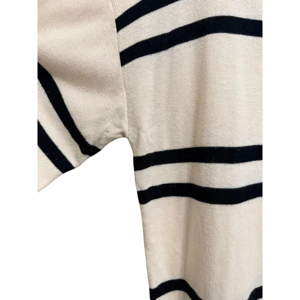 Banana Republic forever sweater Nautical Striped Knit Crew Neck Beige Black M - Image 4