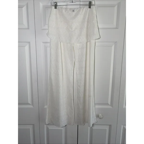 Prana Breathe Skirted Wide Leg Pants Womens Size M White Pointelle Knit Yoga‎ - Image 6