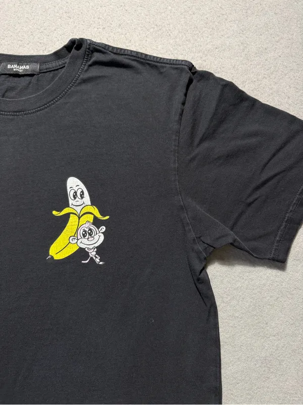 Bananas Monkey Graphic T Shirt Womens Small Black Streetwear Tee Cotton - Image 3