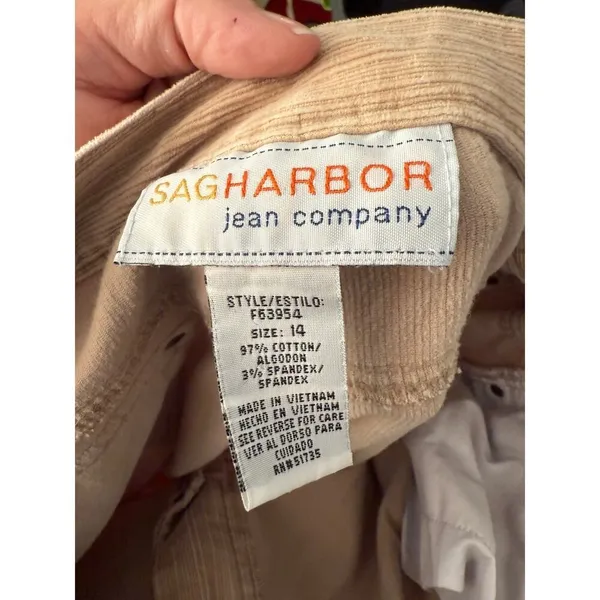 Sag‎ Harbor Tan Corduroy Women's Size 14 Pants - Image 2