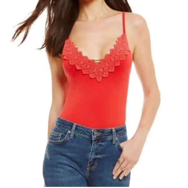 Intimately Free People Gia Red Lace Trim Bodysuit Size Small - Image 3
