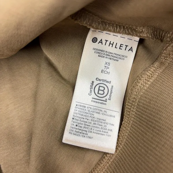 Athleta Hoodie Womens XS Brown V-Neck Pullover Jersey Pockets Logo Stretch - Image 6