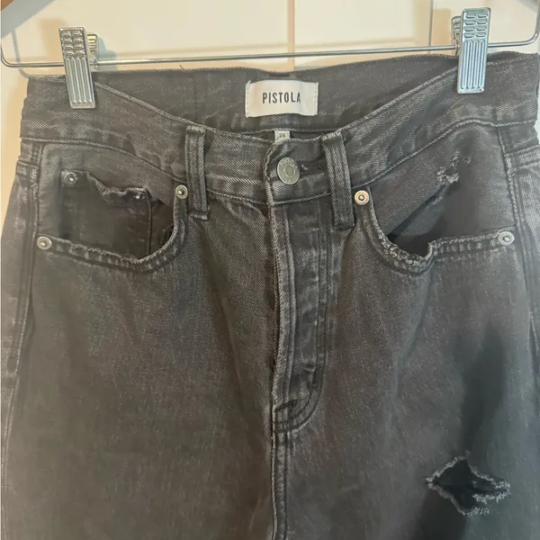 Pistola Cassie high rise straight leg Distressed Black Women's Jeans. Size 26 - Image 3