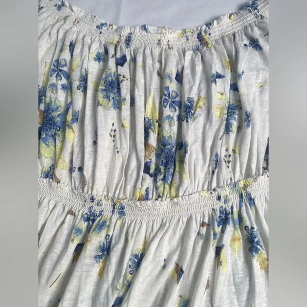 We The Free Sam Off Shoulder Floral Top size Large Ivory Yellow - Image 8