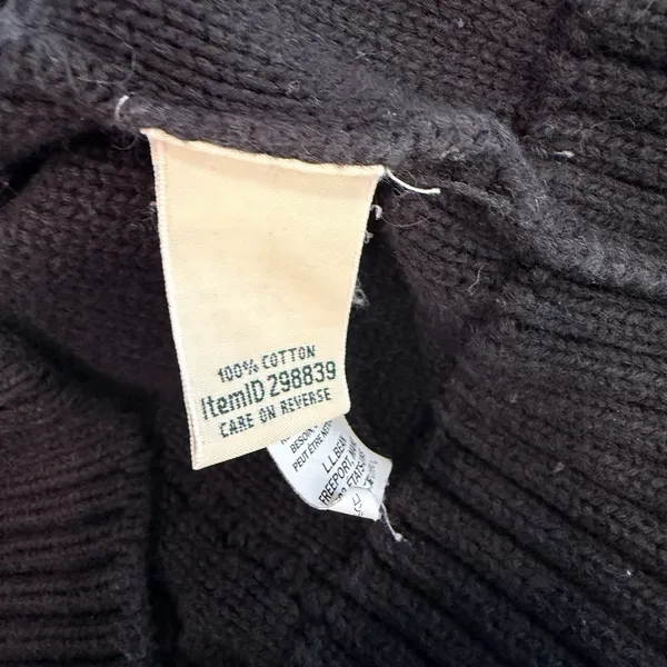 LL Bean Black Double L Mixed Cable Cotton Crew Neck Pullover Sweater Size SMALL - Image 10