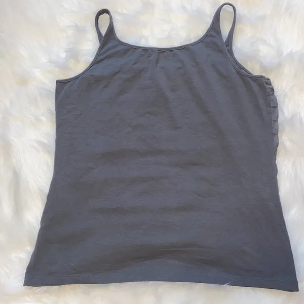 New York & Company Dark Gray Ruffle Trim Tank Top - Image 3
