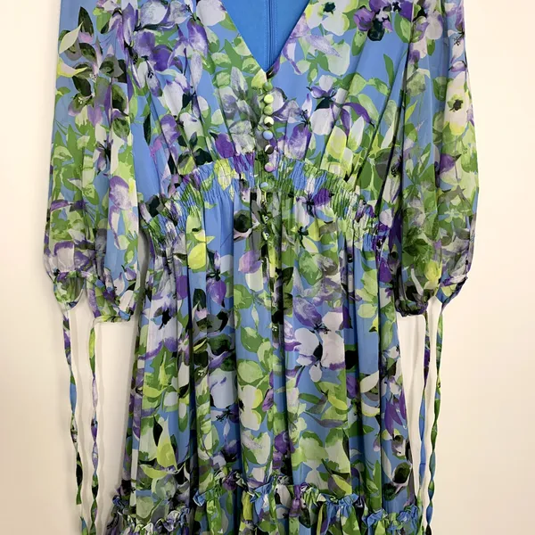 Taylor Floral Chiffon Mini Dress Enchanted Bloom Floral Womens Size 6 - Image 10