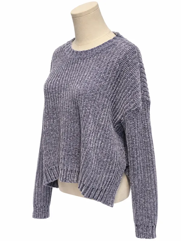 Aerie Blue Purple Chenille Sweater Oversized Crewneck Size M - Image 2