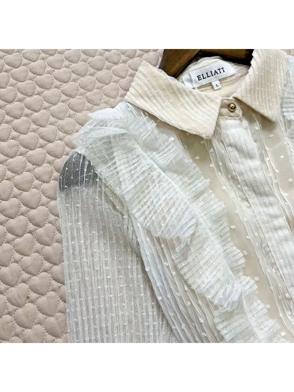 NWT Elliatt Dotted Organza Ivory Ruffled Layering Dress Long Sleeve Like S - Image 5