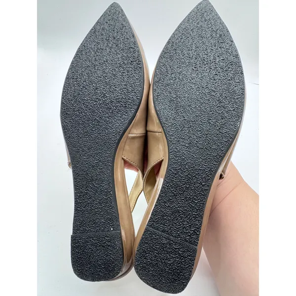 Relativity 7.5 M Taupe‎ Slingback Flats Women's Pointed Toe Patent - Image 4