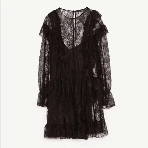 ✨ Zara black lace dress with frills✨ - Image 7