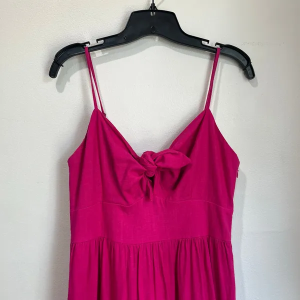 Loft Pink Sleeveless Midi Dress Size 2 Bow‎ Front Tiered Coquette Barbiecore - Image 6