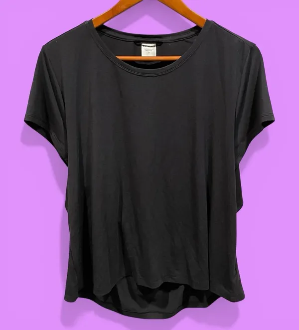Cute flowy key hole elastic back athletic top Athleta running yoga workout gray - Image 2