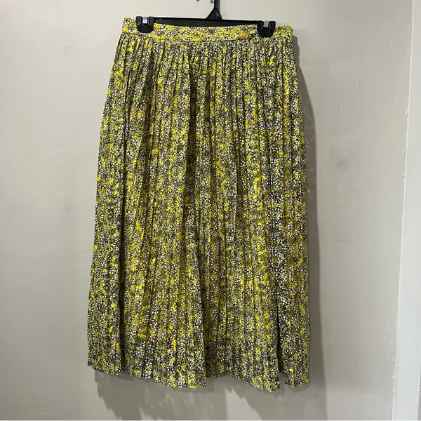 Who What Wear Maxi Skirt Women Size 6 Floral Pleated‎ Layered Yellow Black White - Image 4