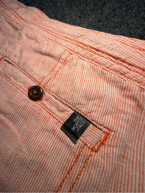 The North Face Orange White Striped Linen Blend shorts Size 6 Coastal Summer - Image 5