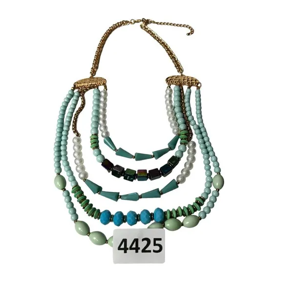 Turquose and faux pearl 5 layer statement necklace - Image 5