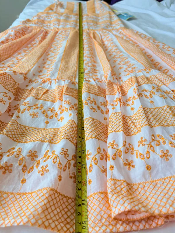 NWT CeCe Embroidered Cotton Maxi Dress White Orange Floral Size 10 - Image 13